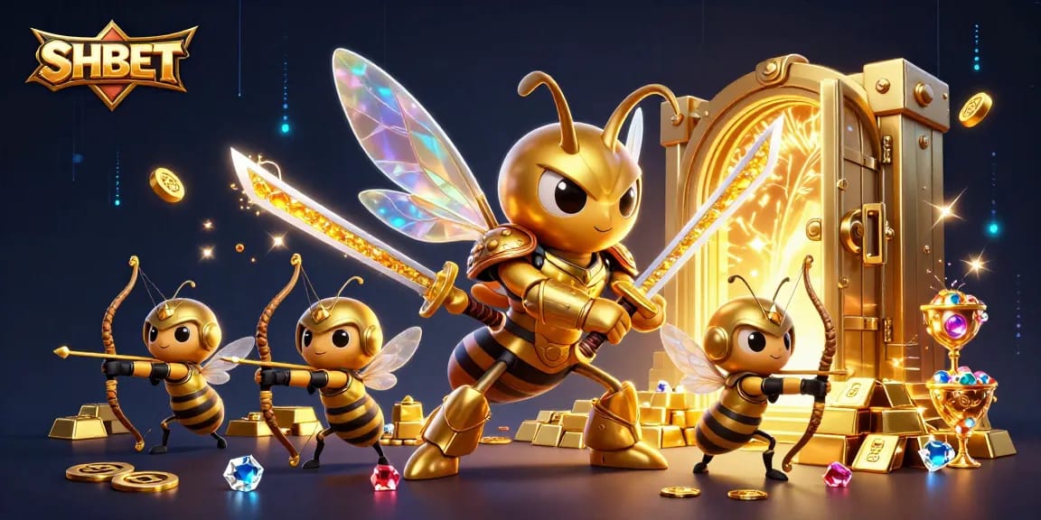 Engage in thrilling gameplay with SHBET, where a golden hornet symbolizes risk and reward.