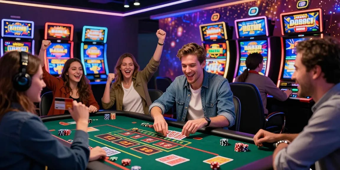 Credit card casinos at https://dea.org.uk show diverse players enjoying vibrant gaming experiences with modern promotional offers.