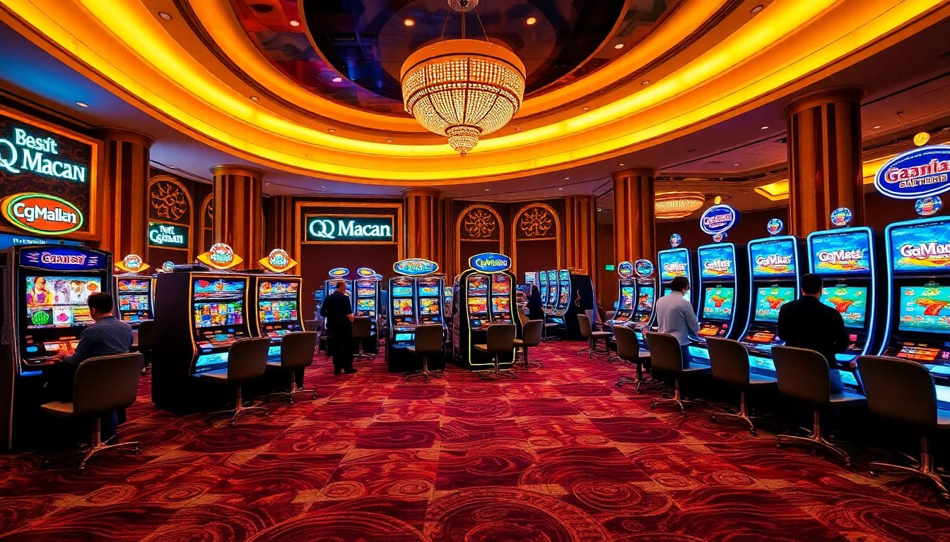 Experience the thrill of QQMacan with exciting slot machines and vibrant casino decor.