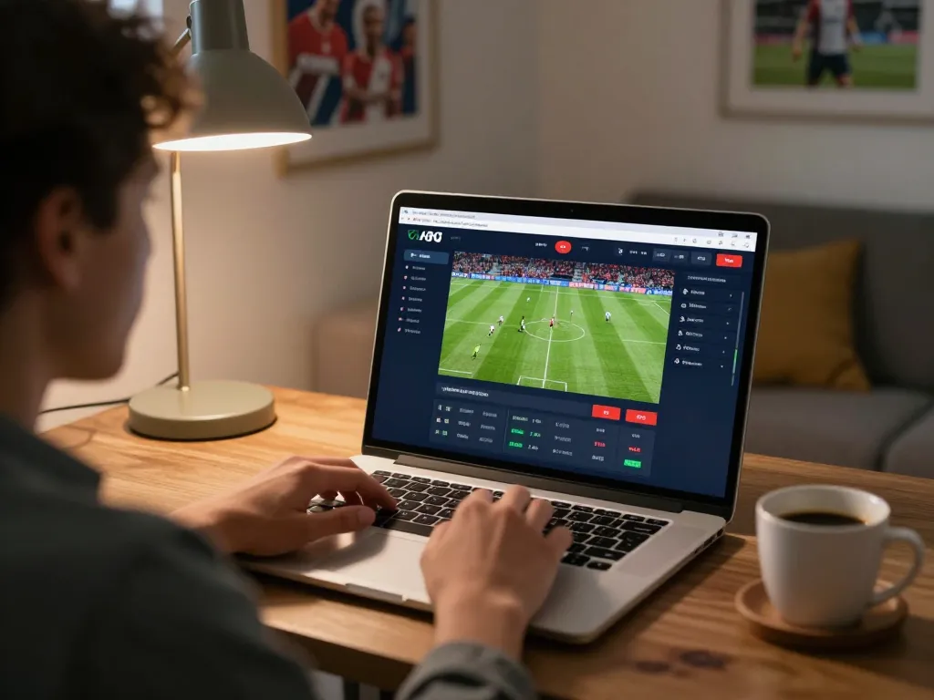 Engaging in live sports betting on the ทางเข้า m122 platform, user analyzing stats for strategic decisions.