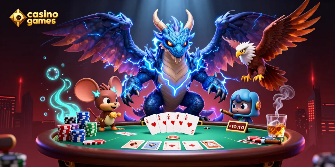 Engaging scene showcasing casino games with dynamic characters and colorful poker elements.