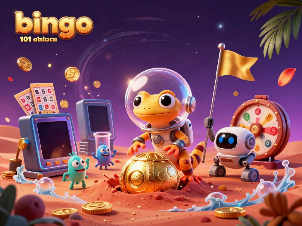 Experience the excitement of the bingo 101 official website with this interactive and colorful 3D bingo gaming scene.