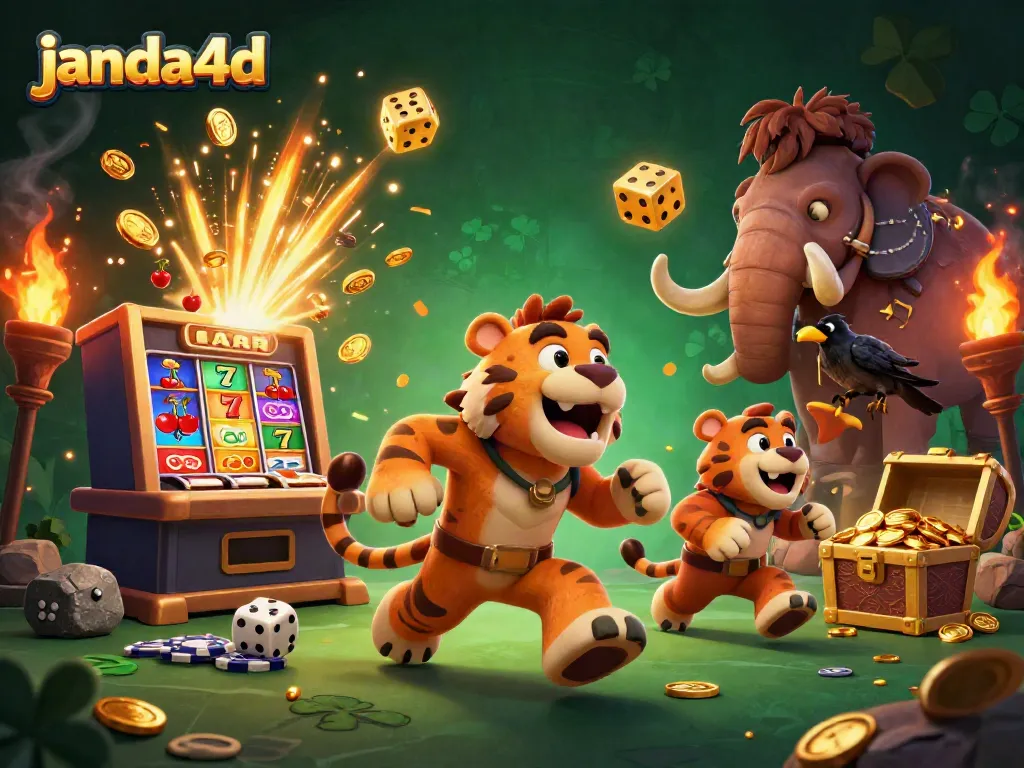 Gamer bermain slot online di janda4d mendapatkan jackpot besar dengan banyak koin berjatuhan.