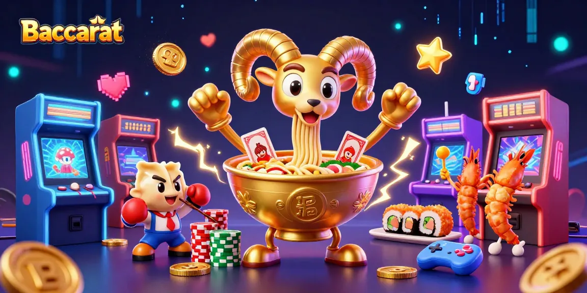 Baccarat game scene showcasing a vibrant 3D illustration of characters and casino elements in action.
