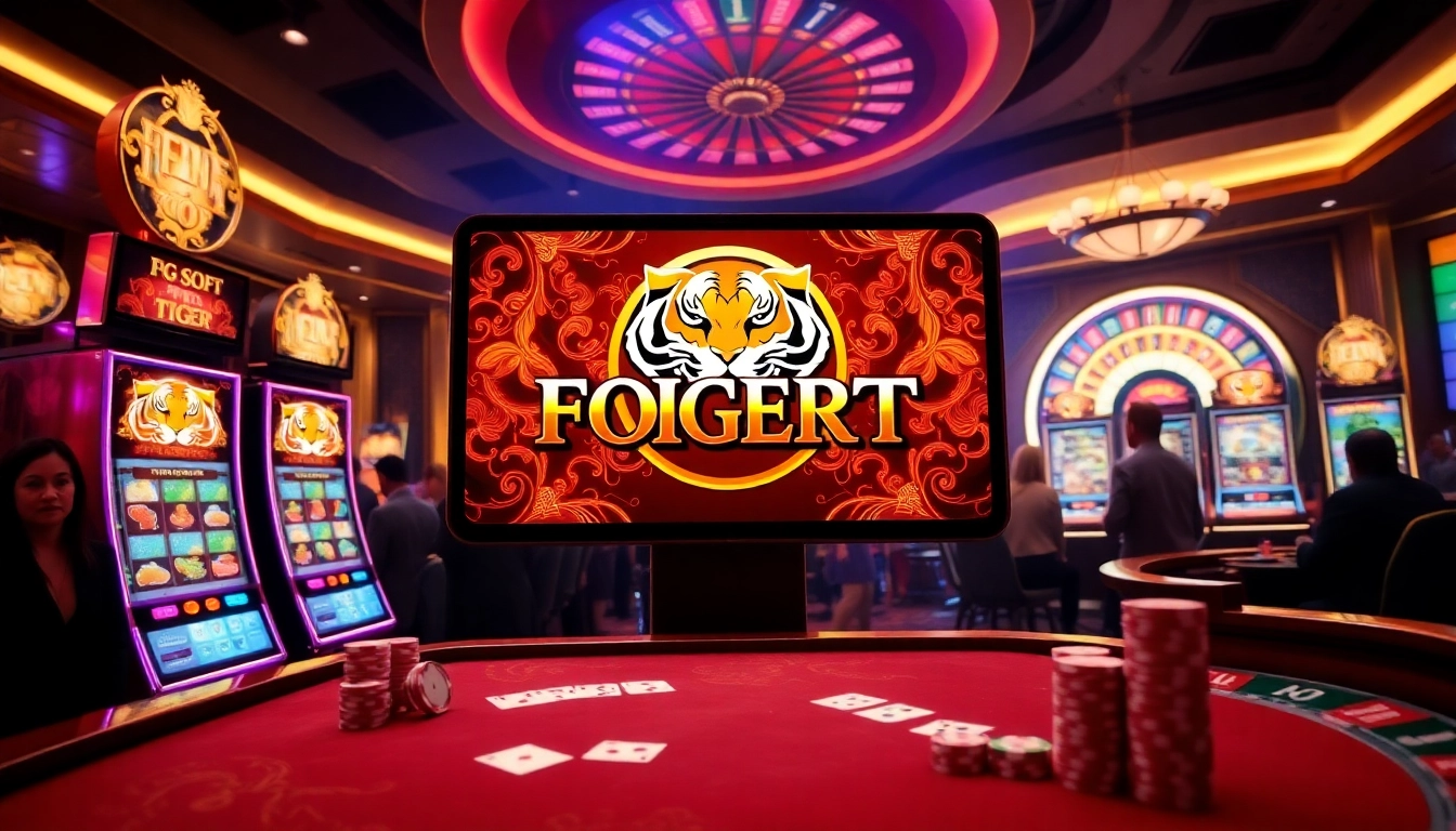 Experience PG Soft Fortune Tiger ภาษาไทย with vibrant slot machines and casino excitement.