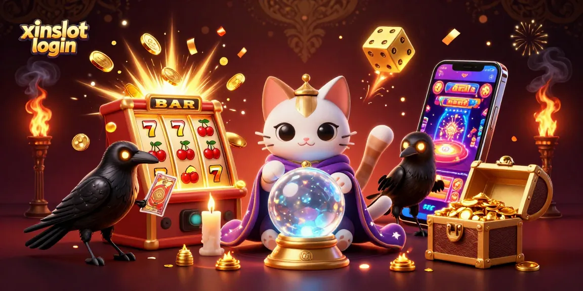 Experience the thrill of xinslot login with vibrant casino elements and mystical characters.