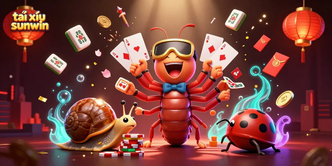 Tài xỉu sunwin features cartoon characters engaging in a lively casino scene, symbolizing excitement and action.