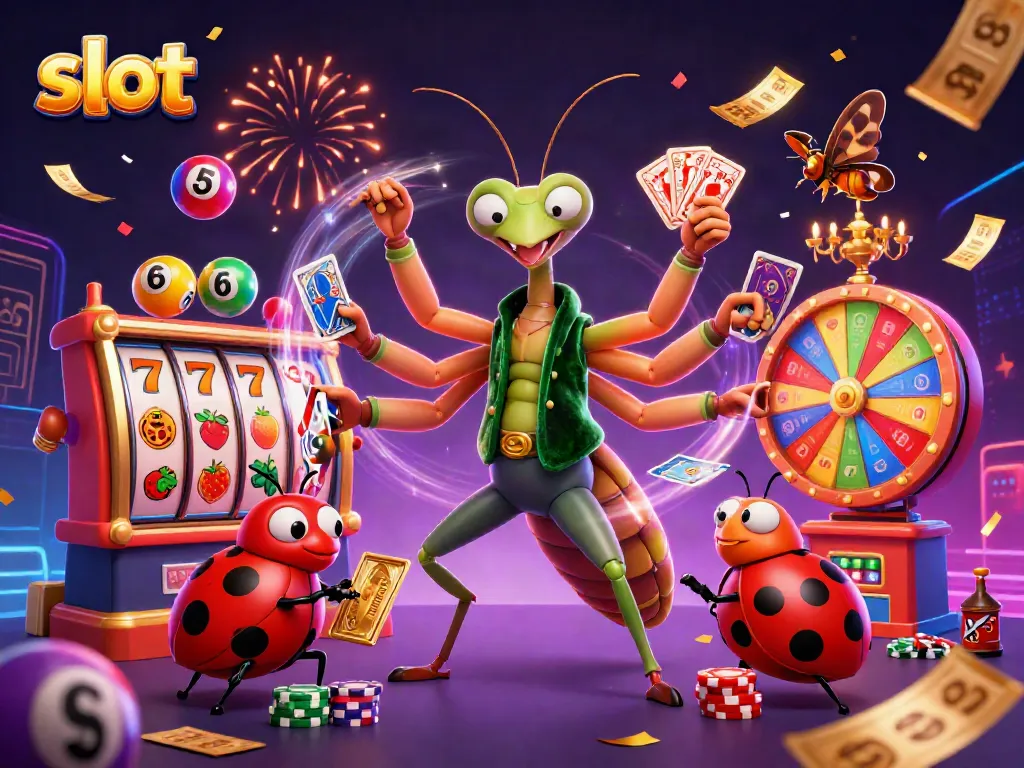 Slot yang menarik dengan karakter unik dan permainan slot berwarna-warni di kasino.