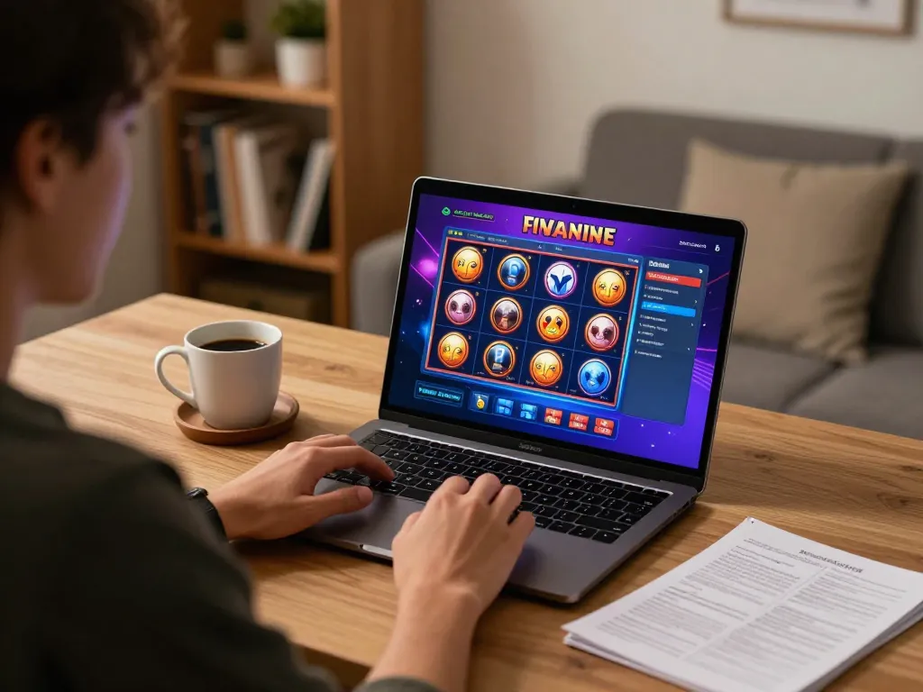 Engaging slot online gameplay on laptop, enhancing strategic home entertainment experience