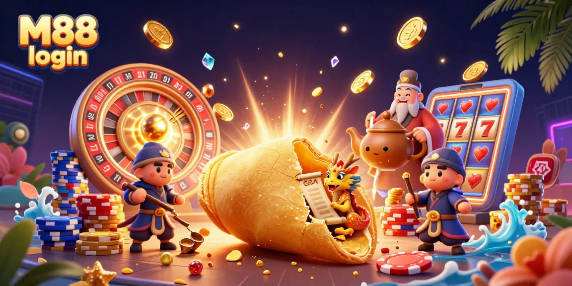 Engage with the thrill of M88 login for a vibrant casino experience featuring whimsical characters.