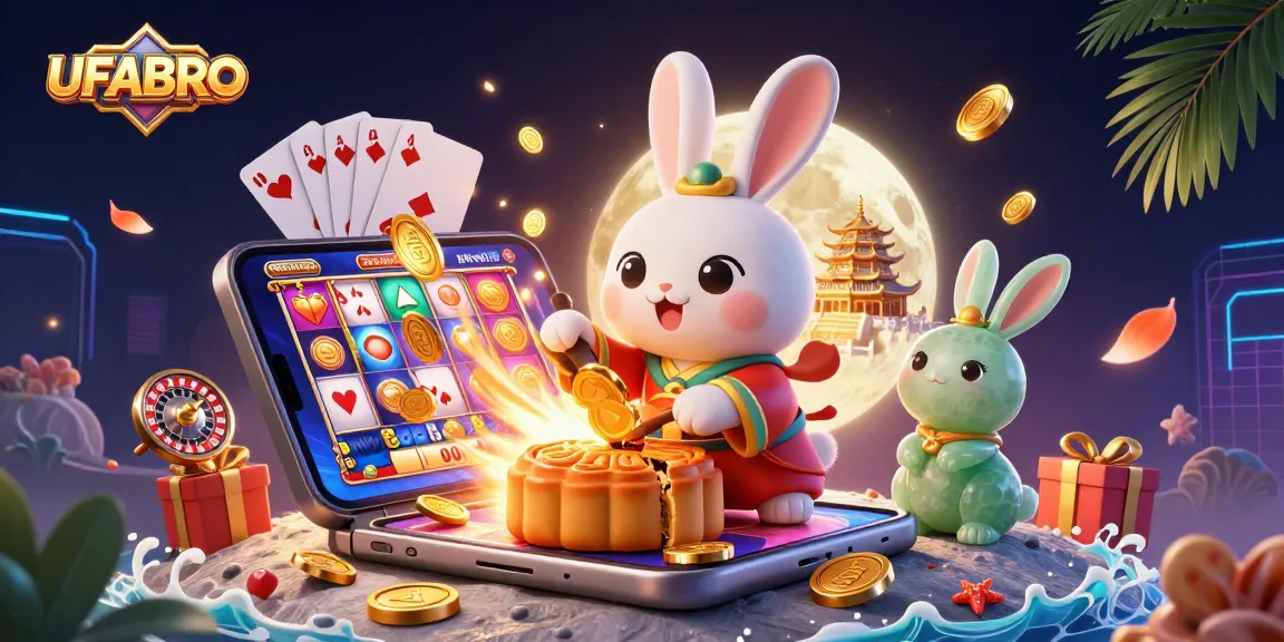 Experience thrill with UFABRO at the moonlit gambling paradise, showcasing rich casino elements.