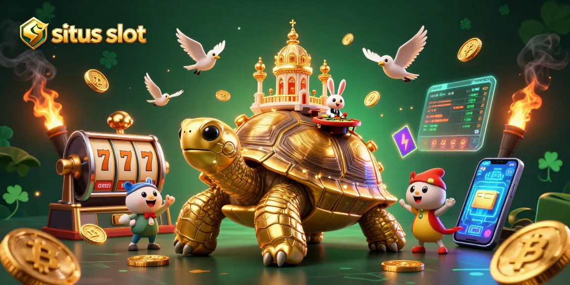 Bermain di situs slot dengan simbol keberuntungan dan jackpot menghibur di ilustrasi 3D yang memikat.