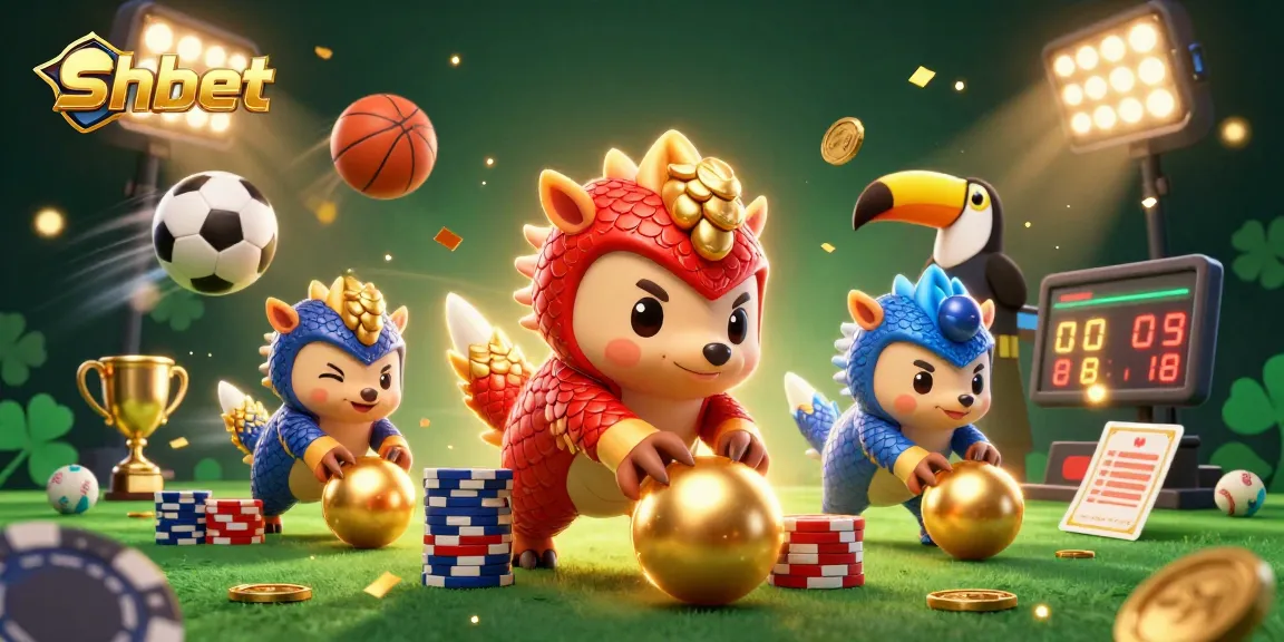 Engage in thrilling gameplay as pangolins compete at shbet, bowling through poker chips in an electrifying casino scene.
