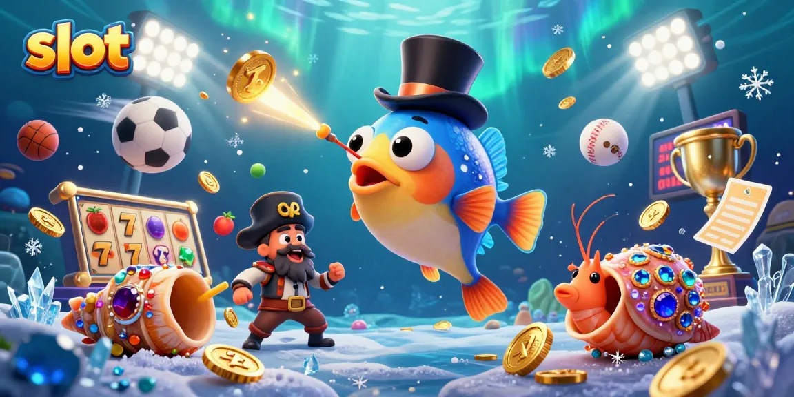 Spin the slot reels in this vibrant underwater casino scene featuring an anglerfish, shrimp, and treasure snail.