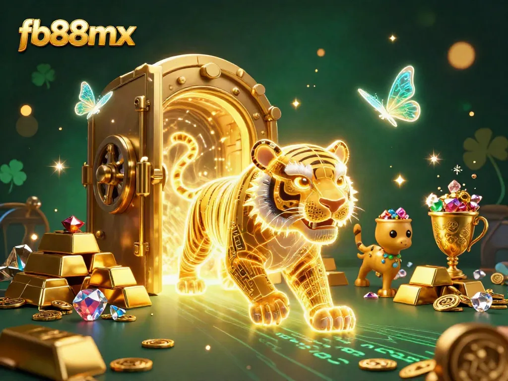 Experience the excitement of fb88mx with a golden tiger in a vibrant digital casino.