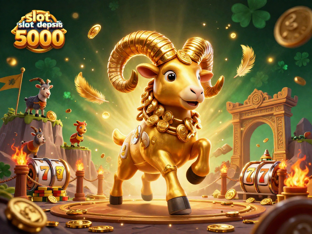 Engage in thrilling action with slot deposit 5000 in this dynamic 3D casino scene, showcasing excitement and winnings.