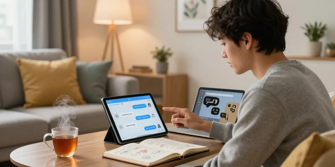 Engaging with an NSFW chat bot on a tablet in a cozy living room setting for a personal online experience.