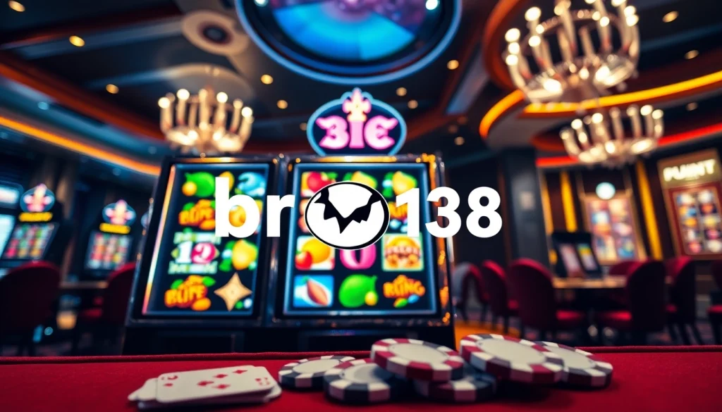 Spin the reels on bro138's premium slot machine in a luxurious casino environment.