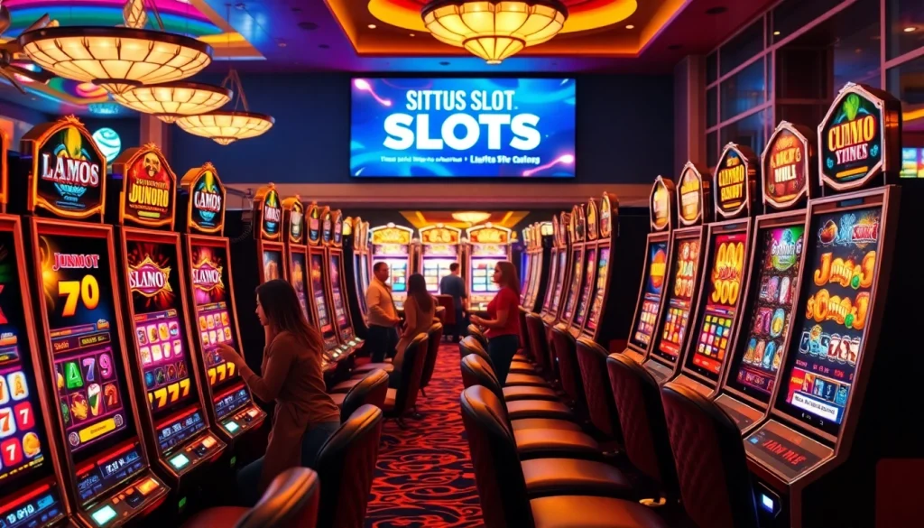 Experience thrilling gameplay at situs slot machines with vibrant jackpots and eager players.