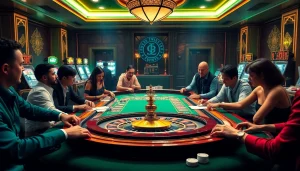 Experience the thrill of casino fun with depo 25 + bonus 28 at a vibrant roulette table.