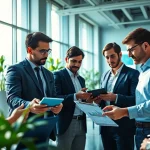 Professionals collaborating in a modern office space, reflecting the innovative spirit of 33WIN.